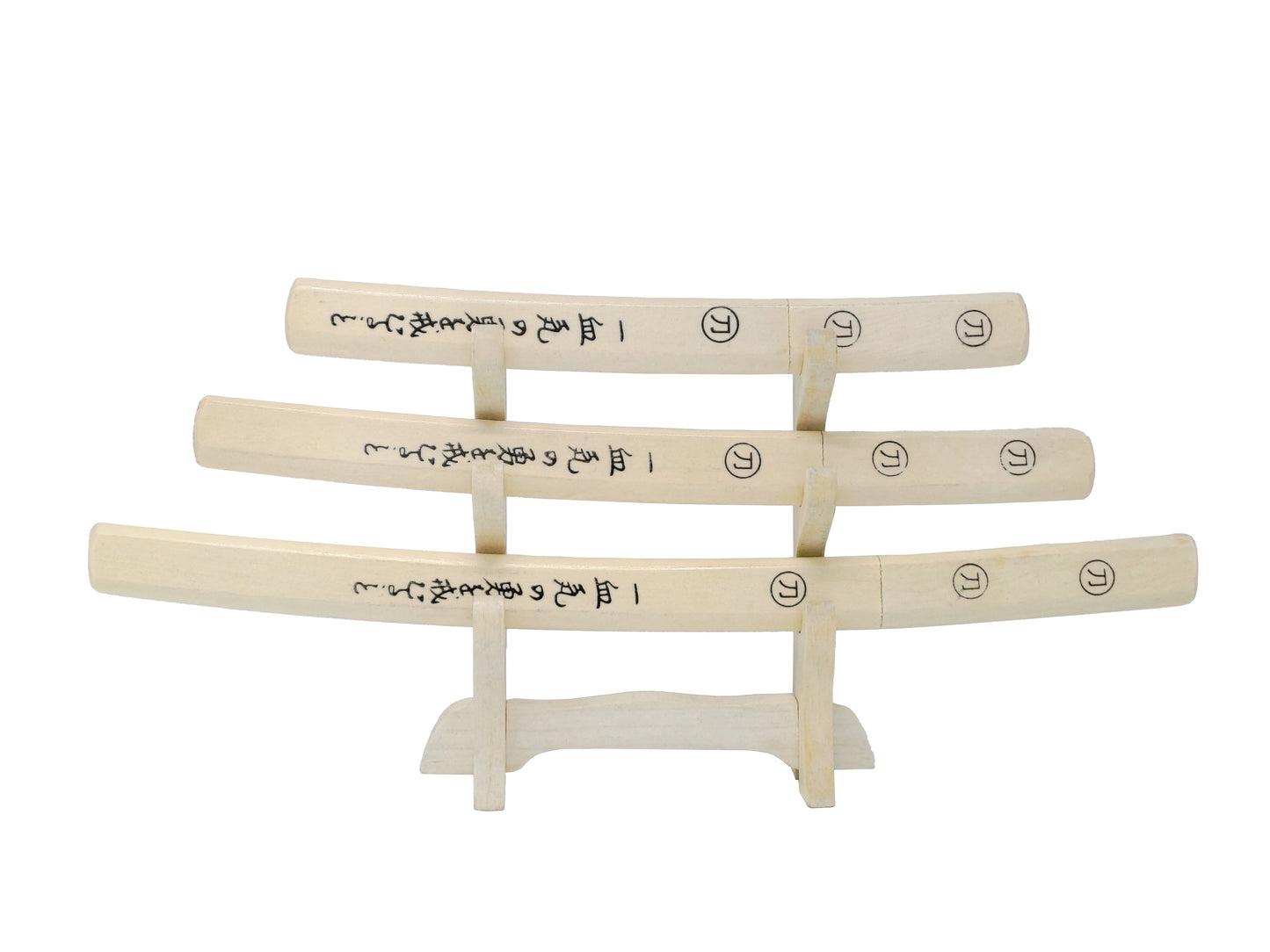 BEIGE JAPANESE SAMURAI MINIATURE TRIPLE SWORD SET
