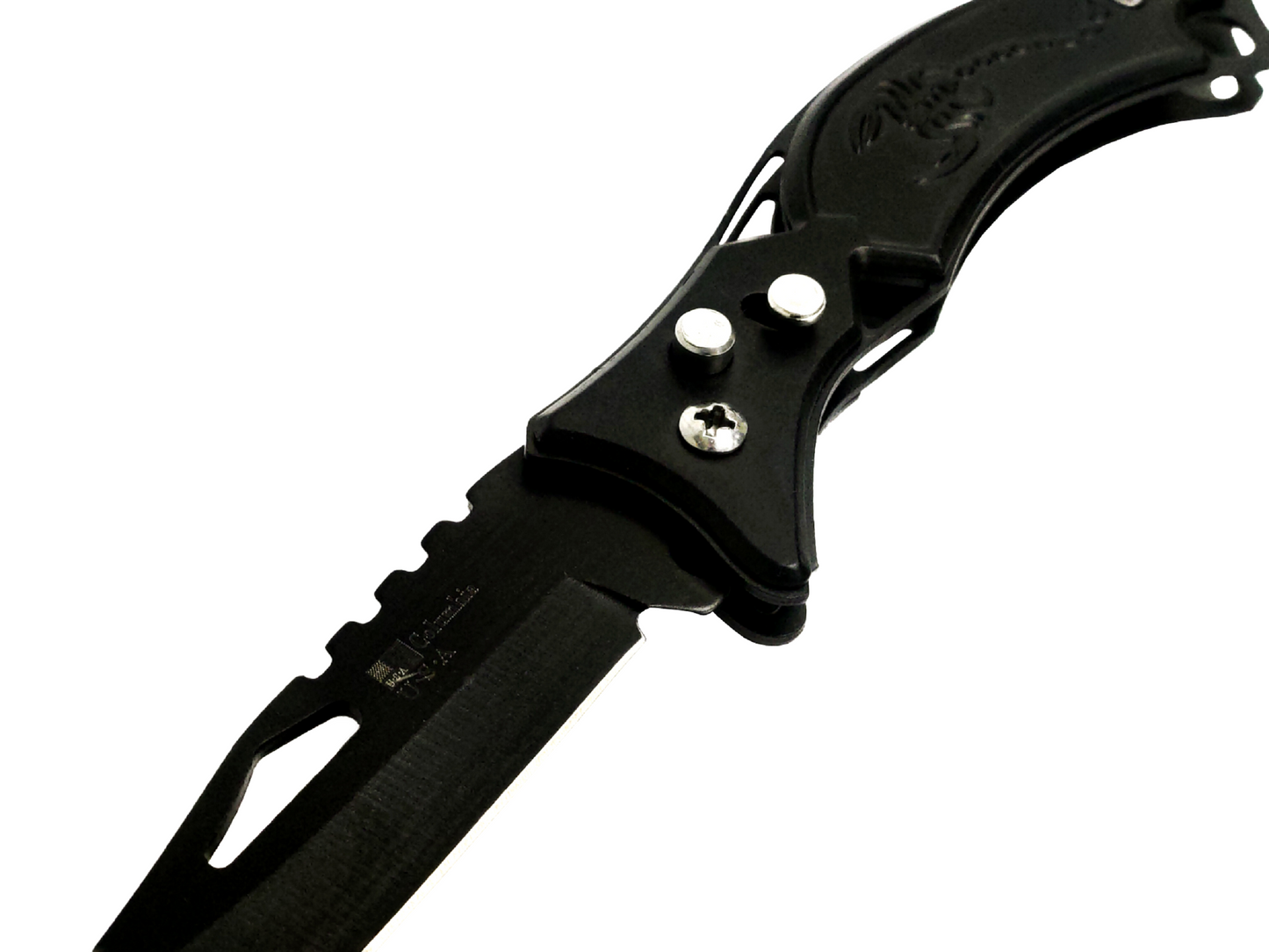 BLACK SCORPION ENGRAVED FOLDING KNIFE WITH SAFETY LOCK