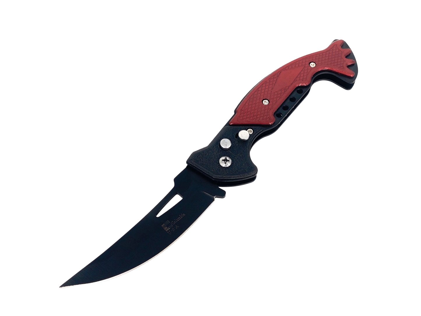 POCKET FOLDING CAMPING KNIFE BLACK OXIDE COATED BLADE WITH SAFETY LOCK