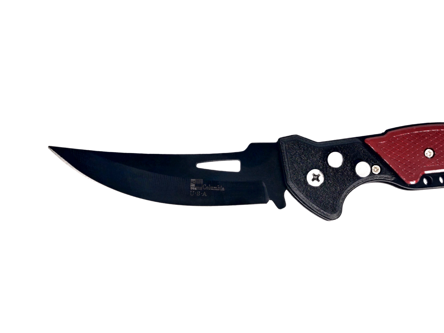 POCKET FOLDING CAMPING KNIFE BLACK OXIDE COATED BLADE WITH SAFETY LOCK