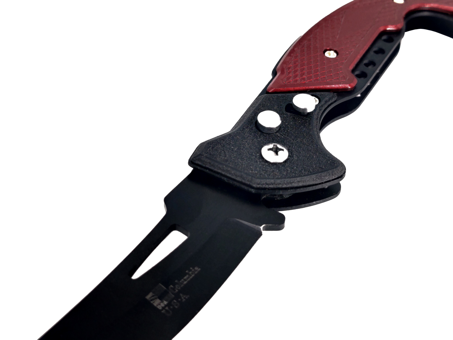 POCKET FOLDING CAMPING KNIFE BLACK OXIDE COATED BLADE WITH SAFETY LOCK