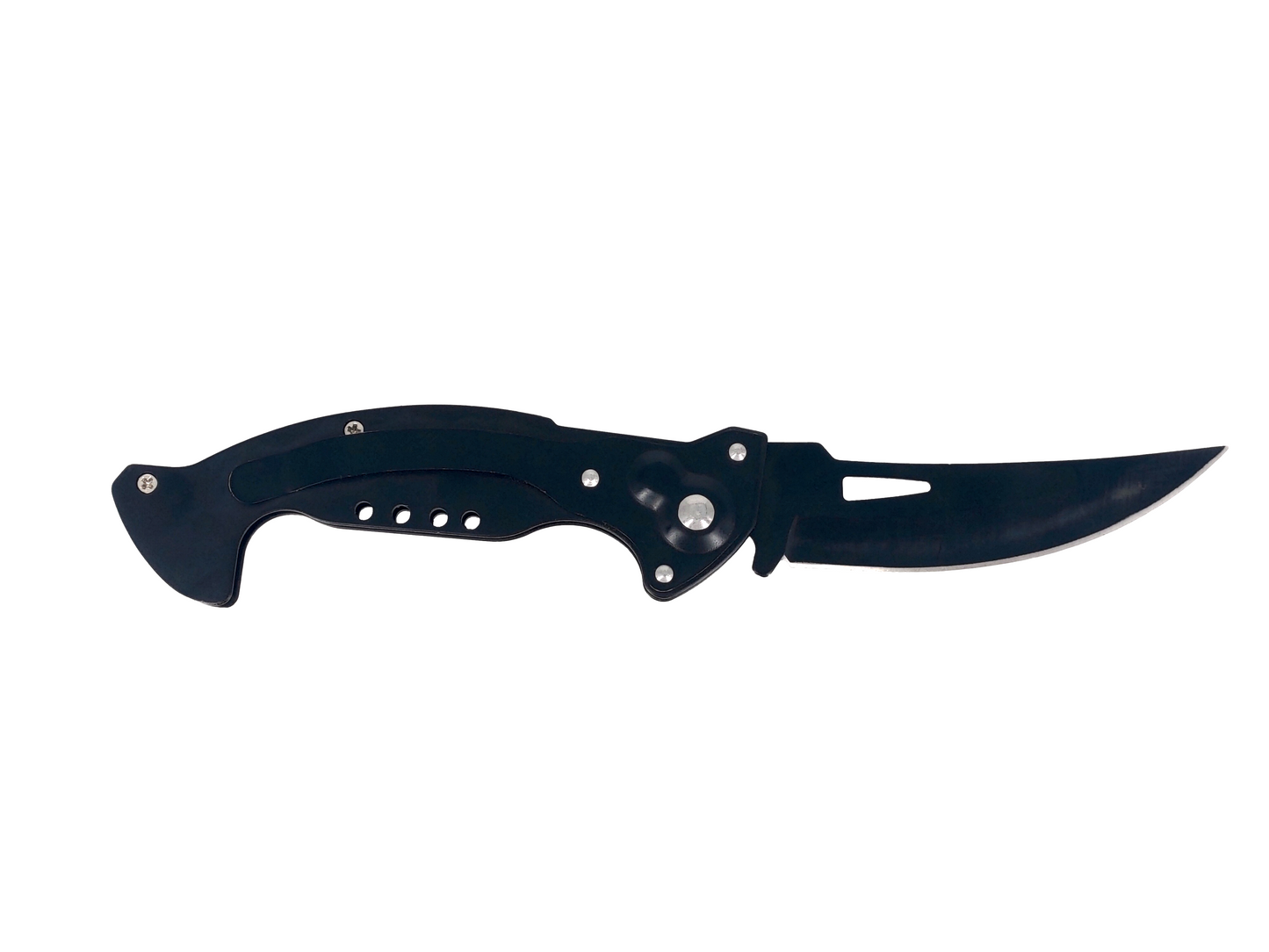 POCKET FOLDING CAMPING KNIFE BLACK OXIDE COATED BLADE WITH SAFETY LOCK