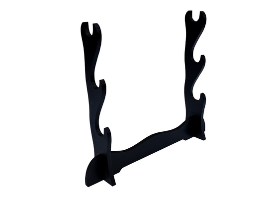 BLACK WOOD TRIPLE SWORD DISPLAY STAND FOR SAMURAI & KATANA SWORDS