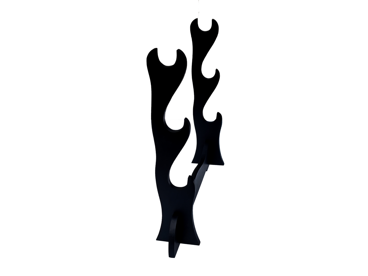 BLACK WOOD TRIPLE SWORD DISPLAY STAND FOR SAMURAI & KATANA SWORDS