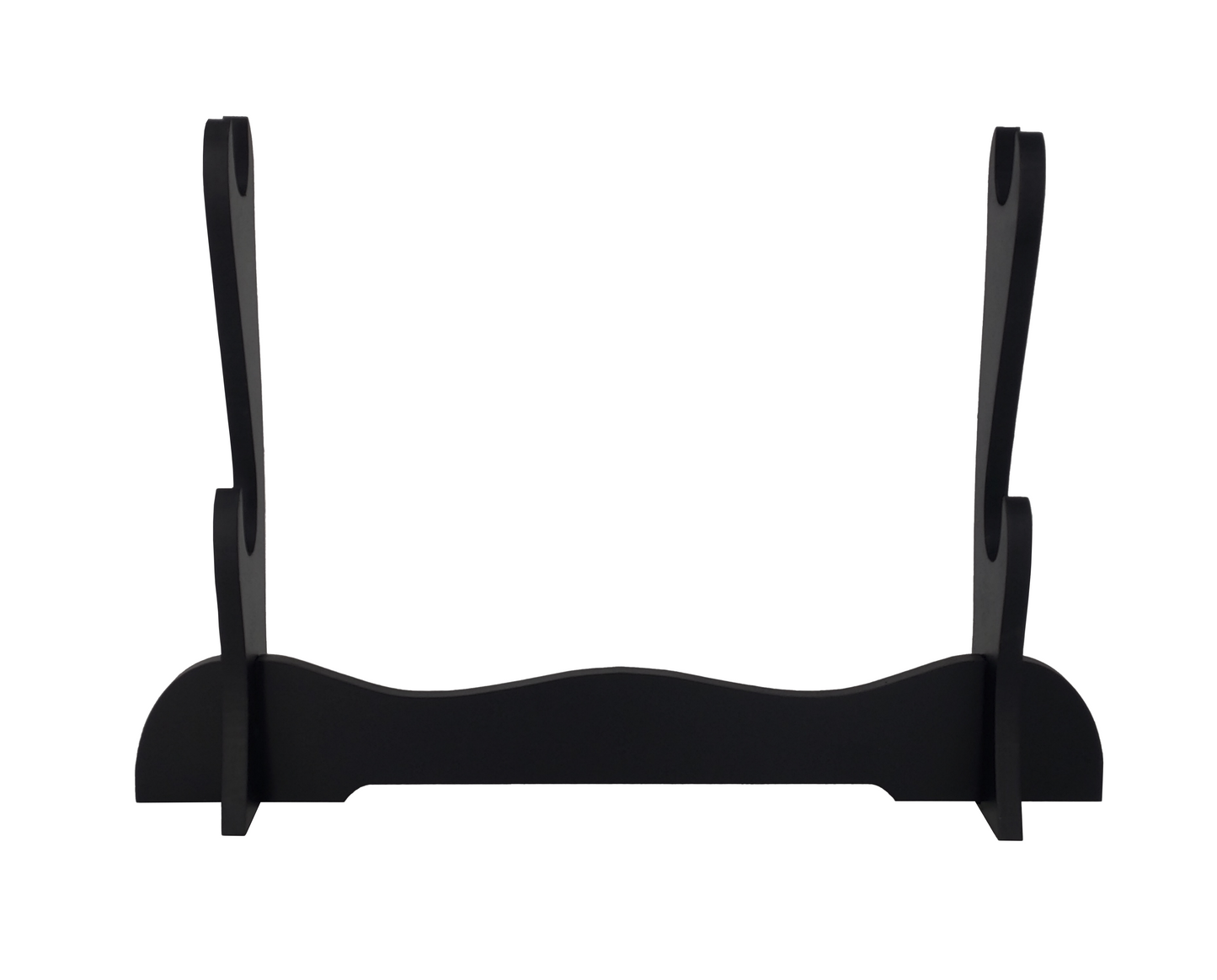BLACK WOOD DOUBLE SWORD DISPLAY STAND FOR SAMURAI & KATANA SWORDS
