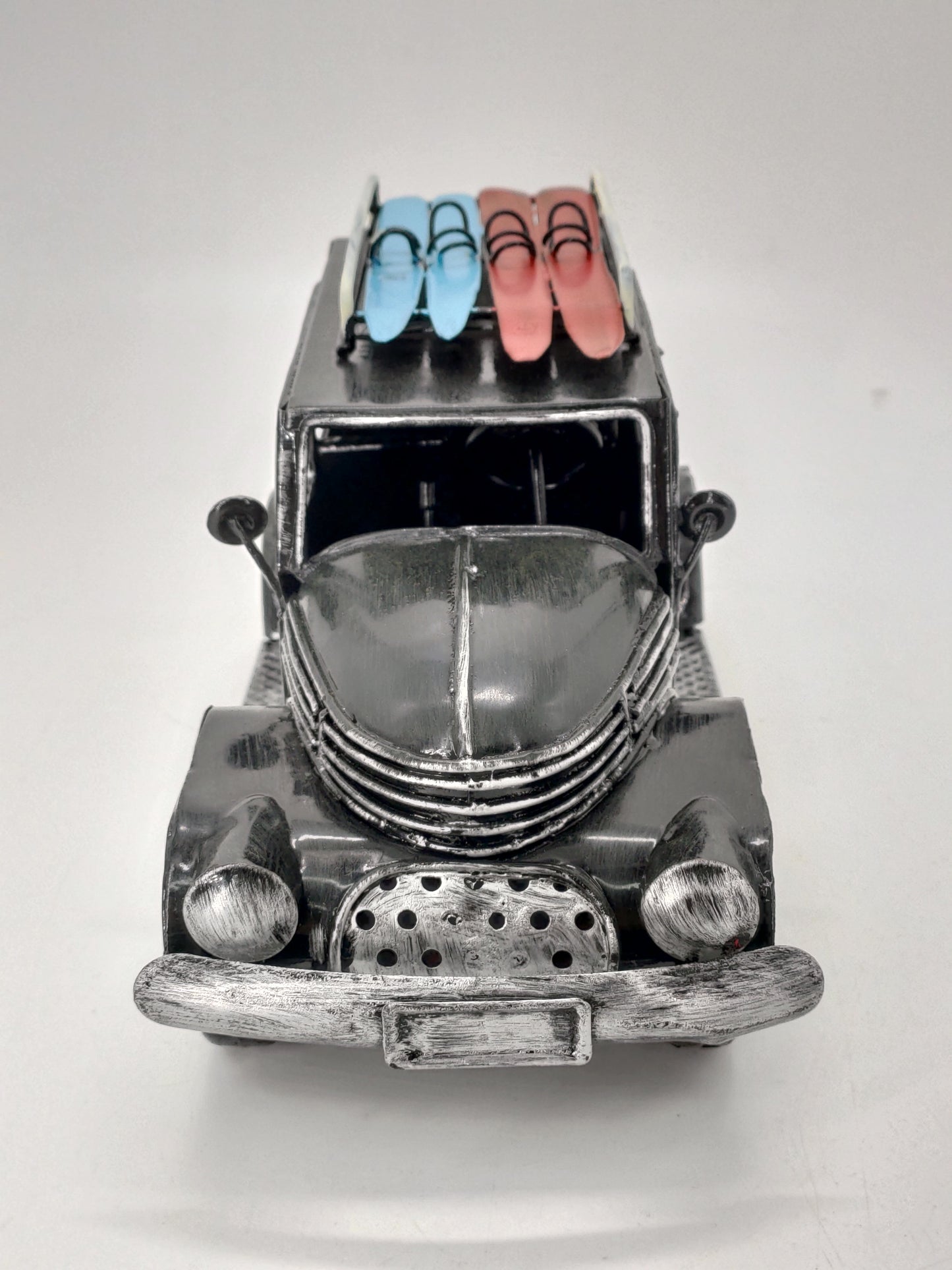 BLACK VINTAGE CAR WITH SURFBOARDS DIECAST MODEL