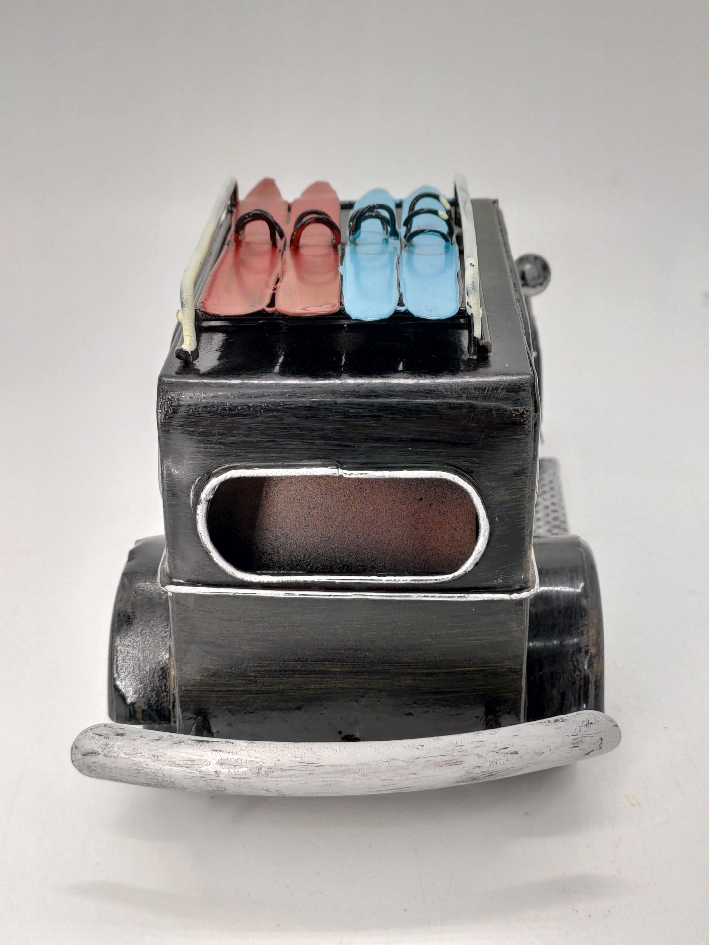 BLACK VINTAGE CAR WITH SURFBOARDS DIECAST MODEL