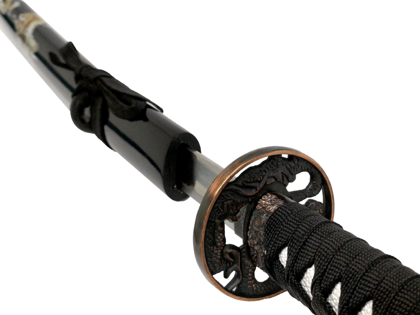 GOLD DRAGON JAPANESE SAMURAI TRIPLE SWORD SET