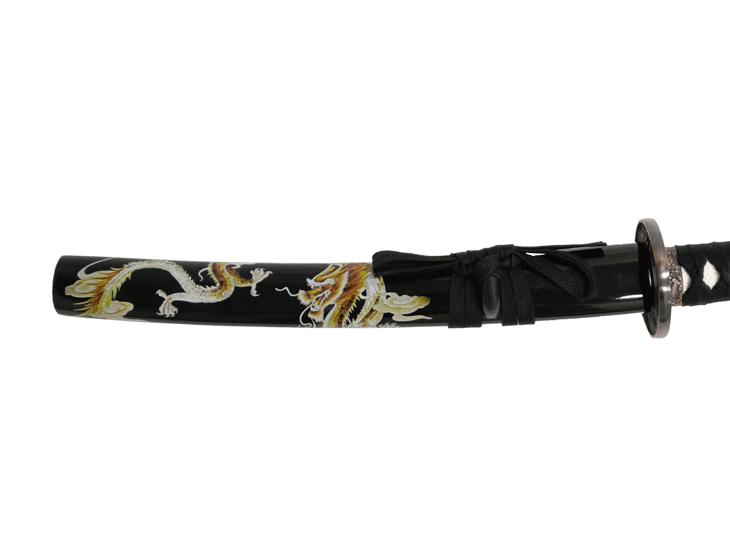 GOLD DRAGON JAPANESE SAMURAI TRIPLE SWORD SET