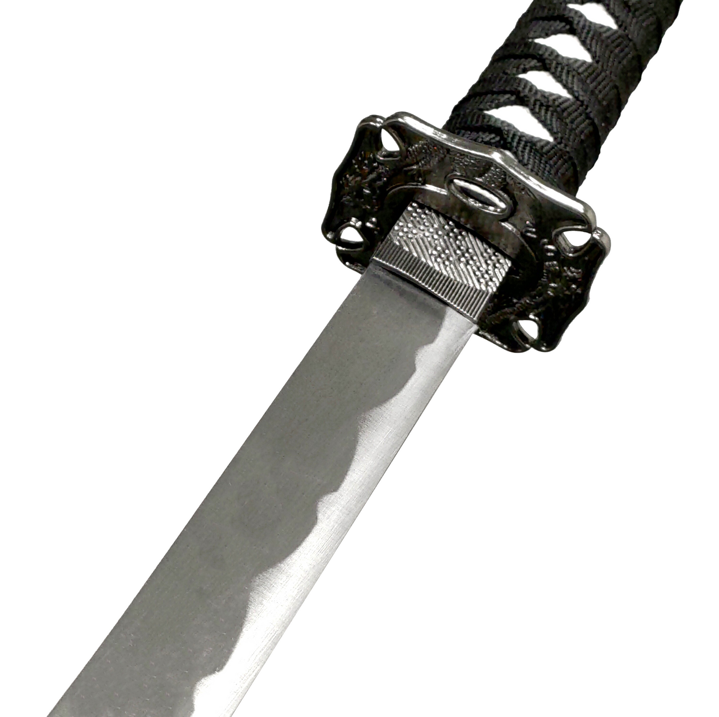 BLACK WOOD CARVING DRAGON JAPANESE SAMURAI TRIPLE SWORD SET