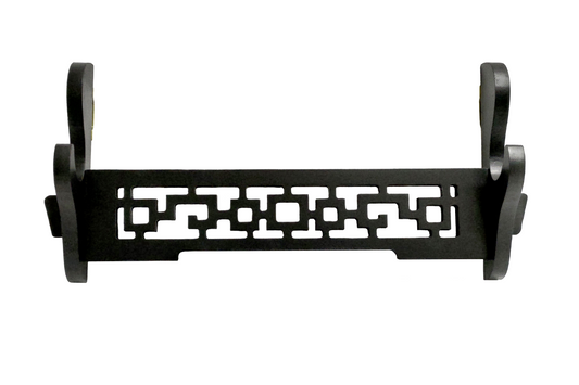 BLACK WOOD CLASSICAL HOLLOW PATTERN PREMIUM SINGLE SWORD DISPLAY STAND FOR SAMURAI & KATANA SWORDS