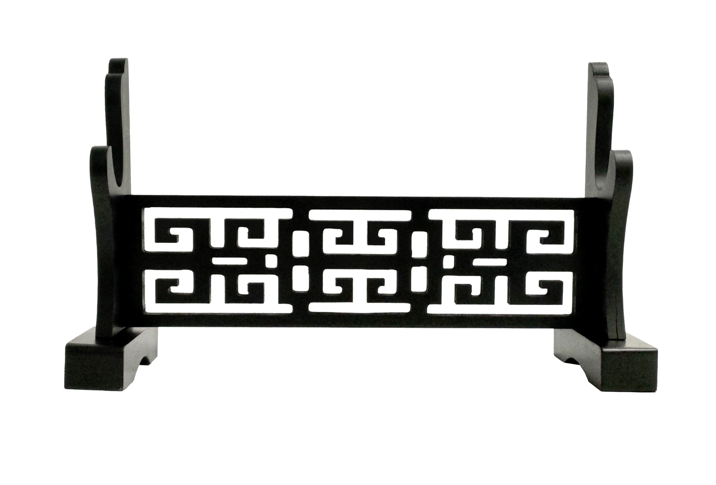 BLACK WOOD VINTAGE HOLLOW PATTERN PREMIUM SINGLE SWORD DISPLAY STAND FOR SAMURAI & KATANA SWORDS