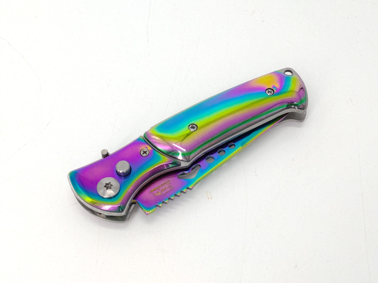 RAINBOW TITANIUM COATED FOLDING POCKET KNIFE