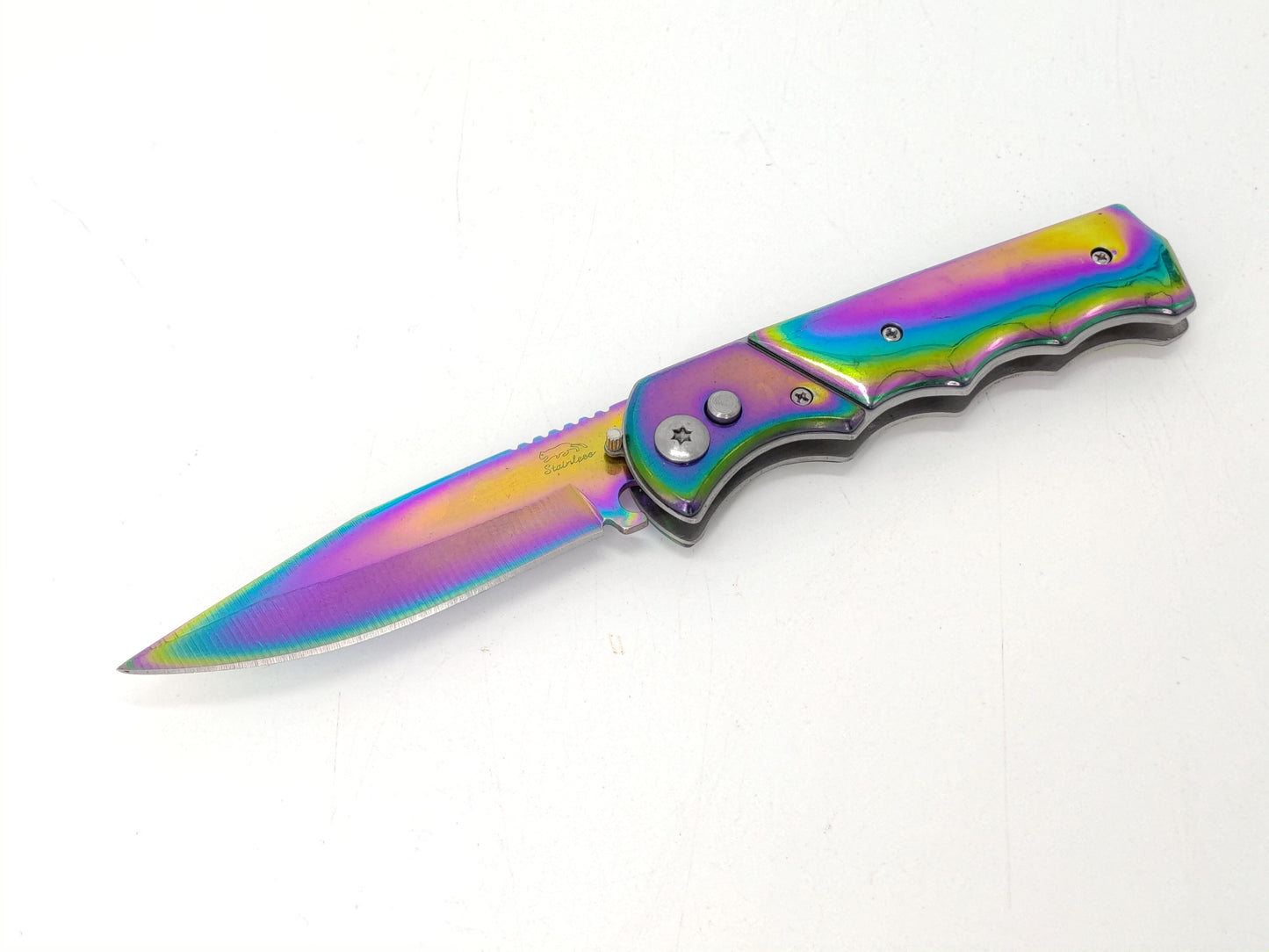 RAINBOW TITANIUM COATED FOLDING POCKET KNIFE