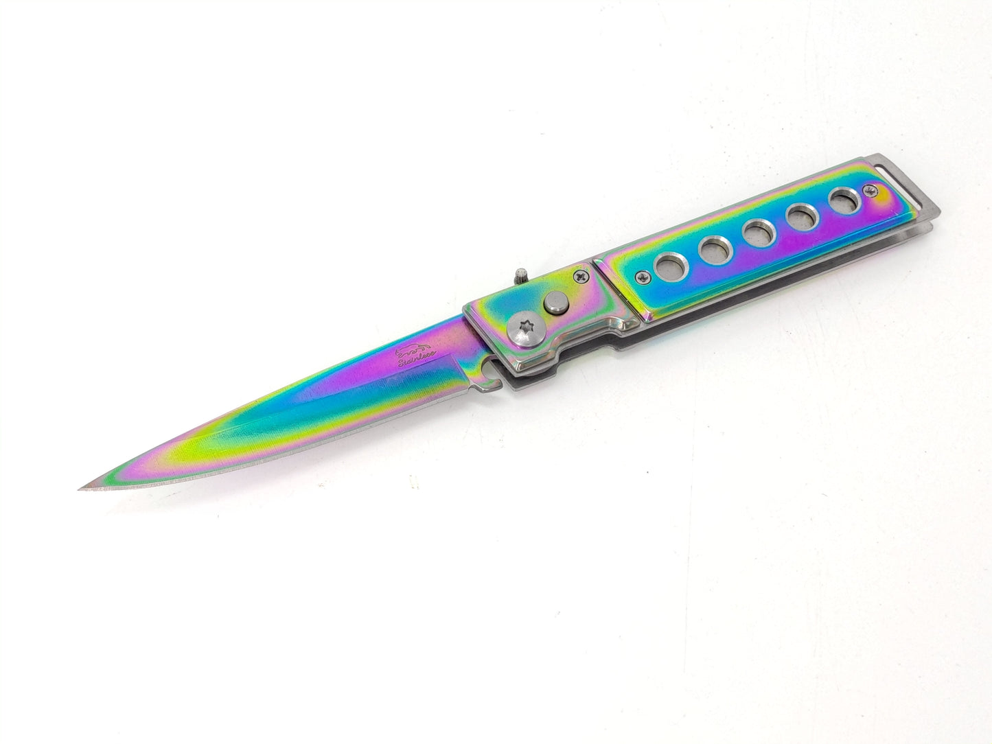 RAINBOW TITANIUM COATED FOLDING POCKET KNIFE