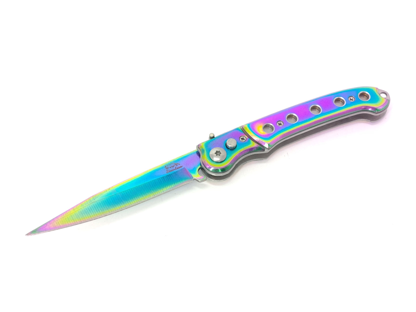 RAINBOW TITANIUM COATED FOLDING POCKET KNIFE