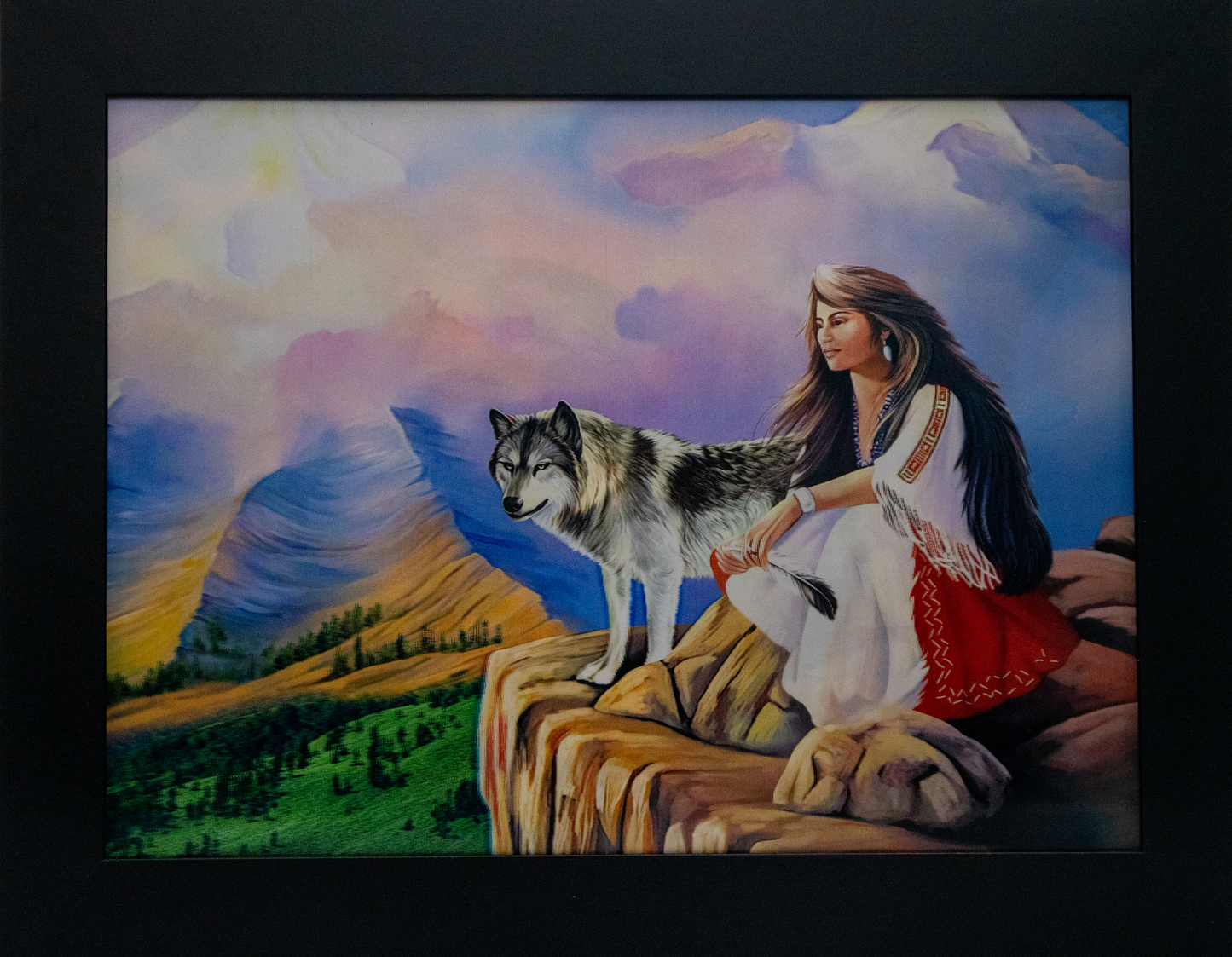 TRIBAL WOLF GIRL LENTICULAR 3D PRINT