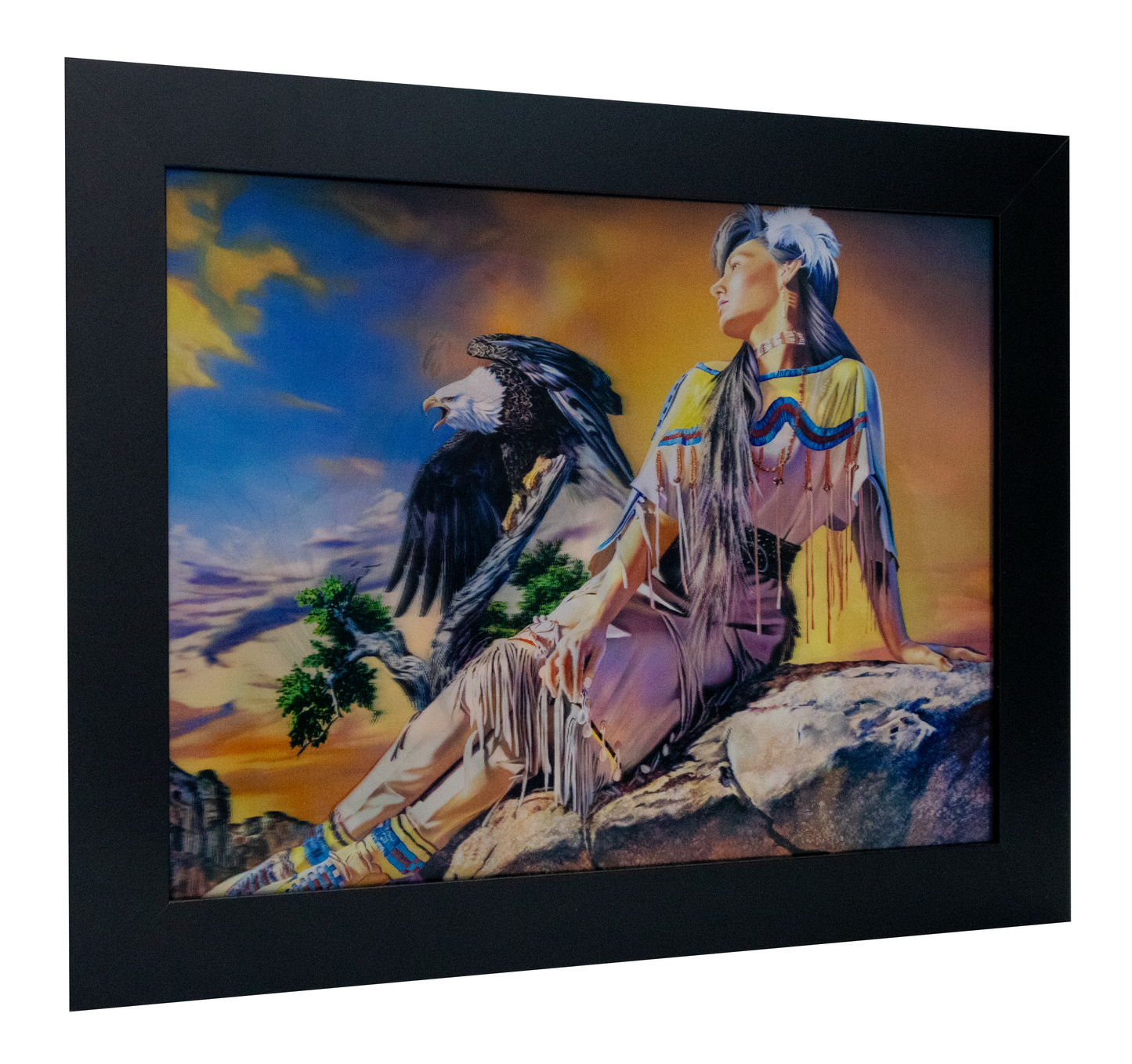 TRIBAL WOLF GIRL LENTICULAR 3D PRINT