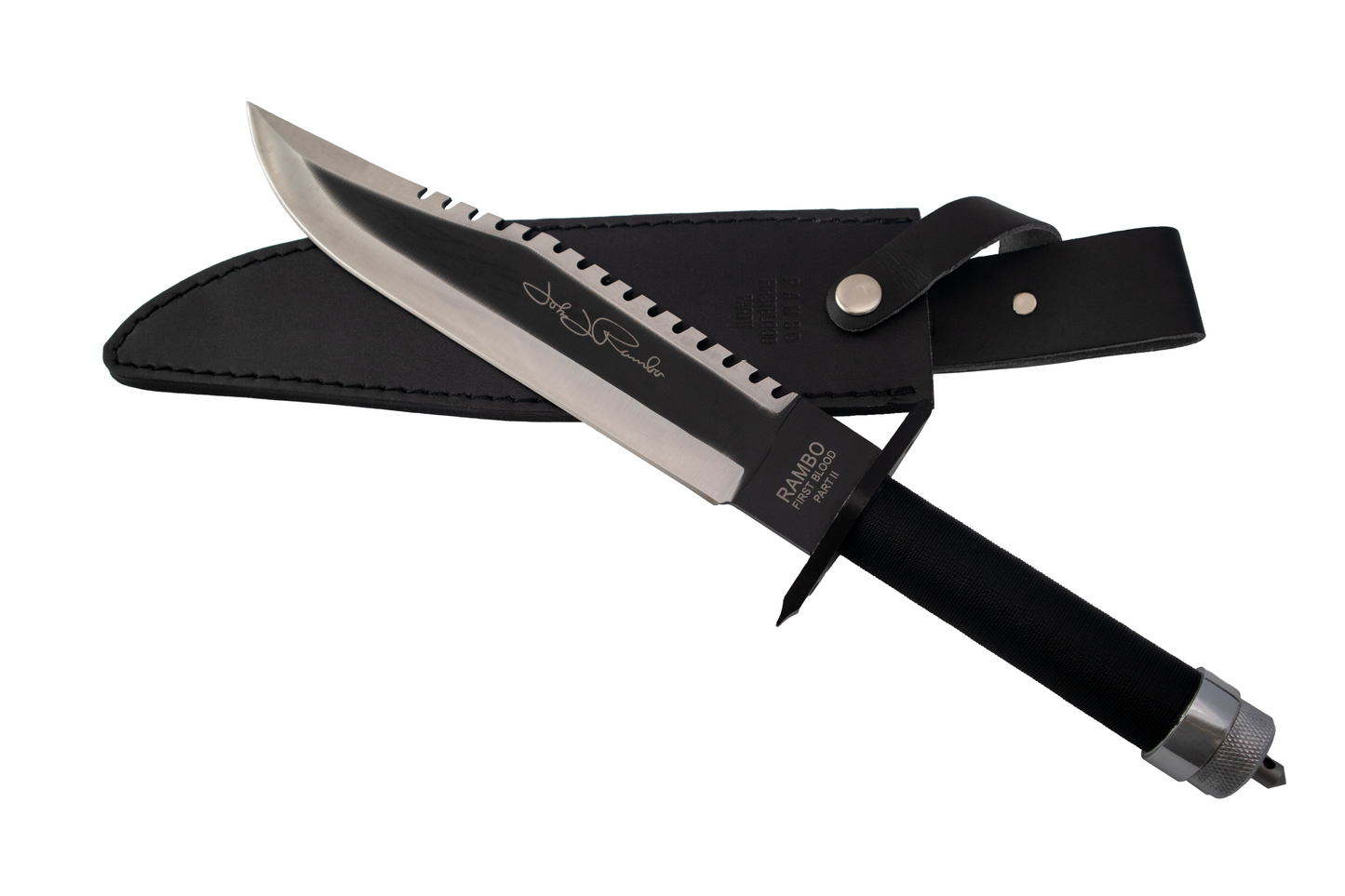 RAMBO FIRST BLOOD PART 2 SURVIVAL HUNTING KNIFE WITH LEATHER SHEATH