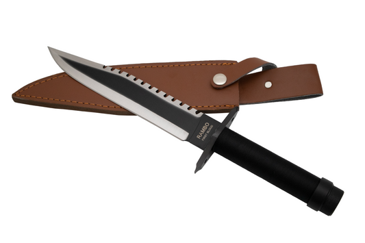 RAMBO FIRST BLOOD PART 1 SURVIVAL HUNTING KNIFE WITH LEATHER SHEATH