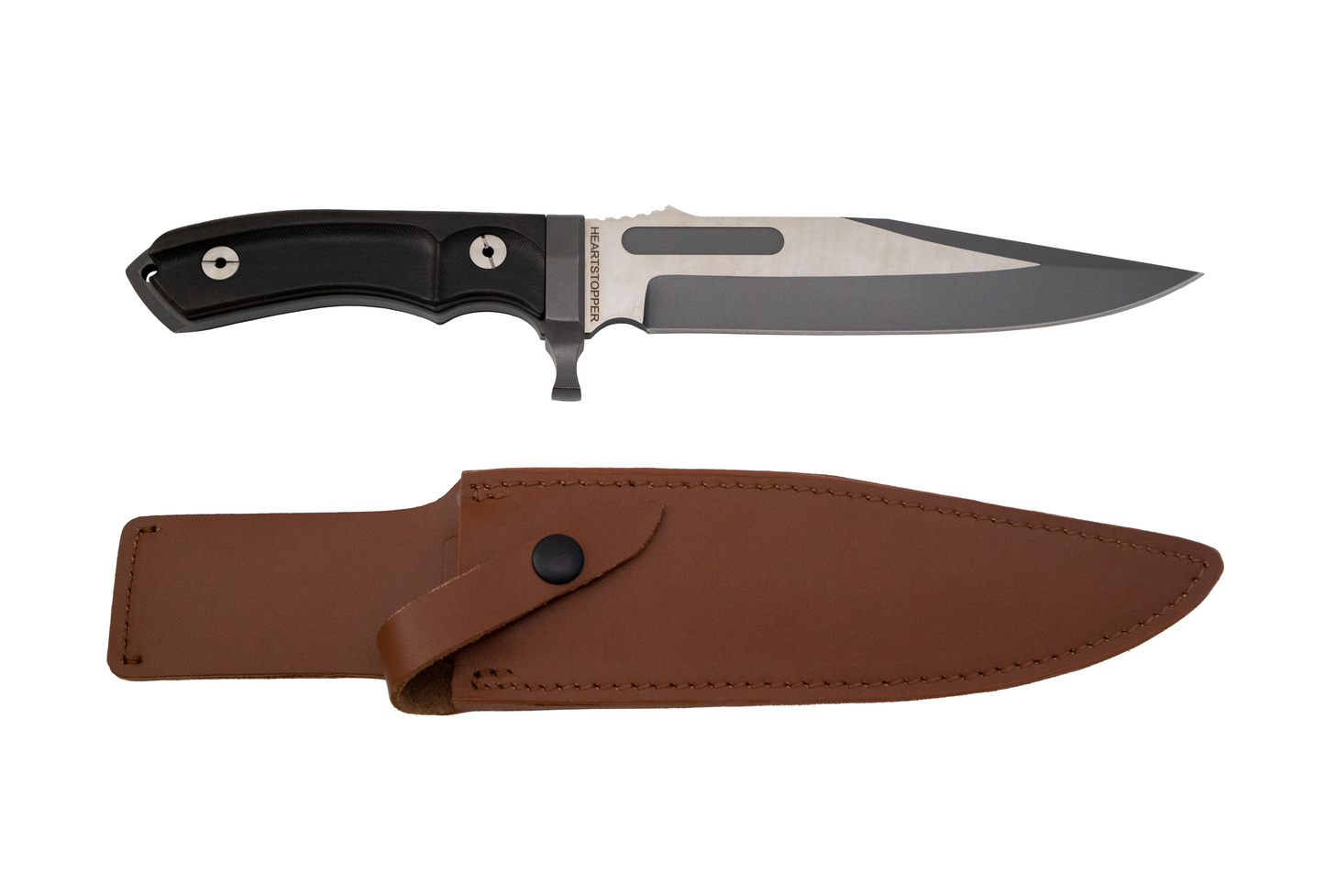 RAMBO V LAST BLOOD HEARTSTOPPER SURVIVAL HUNTING KNIFE WITH LEATHER SHEATH
