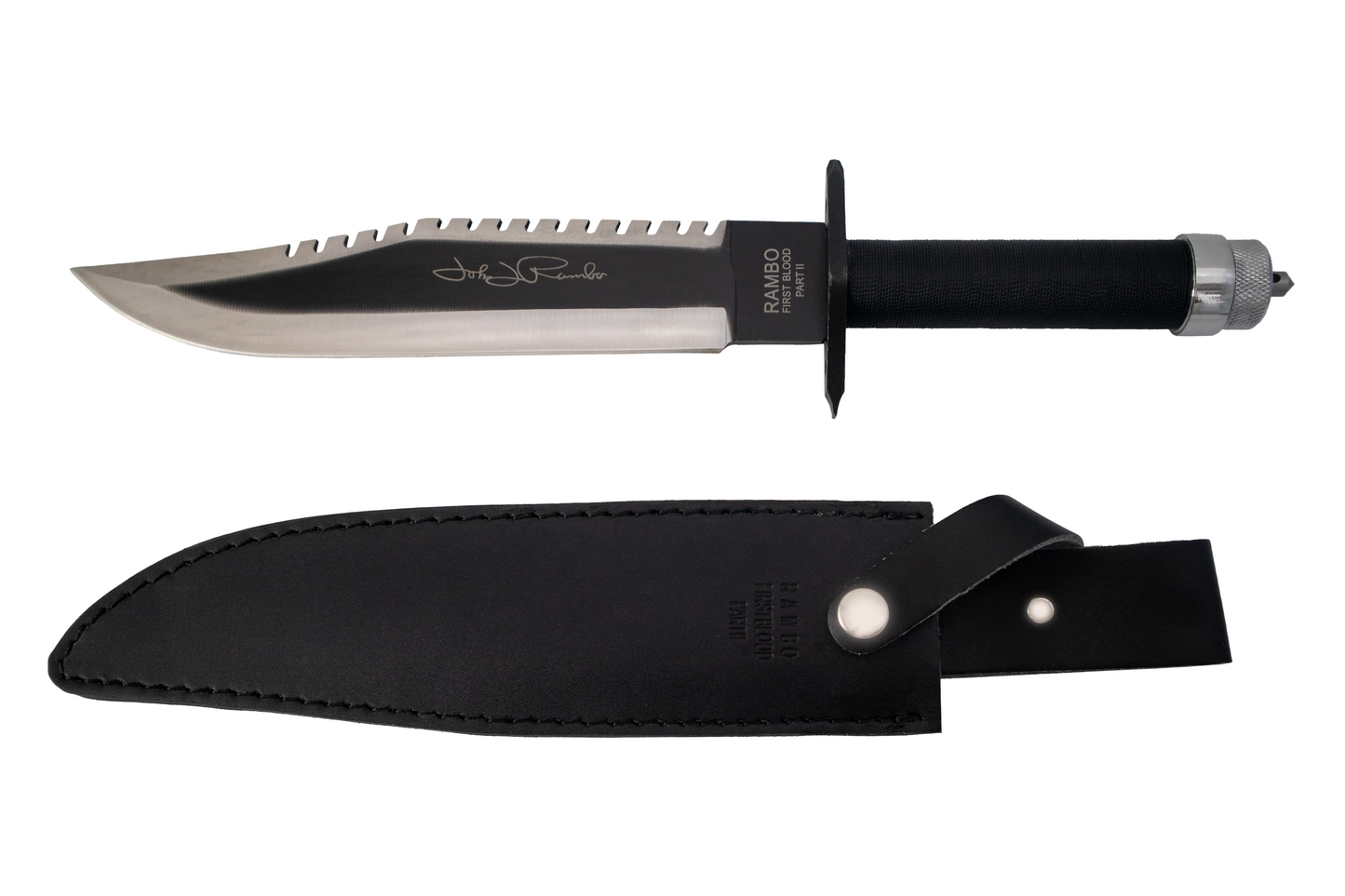 RAMBO FIRST BLOOD PART 2 SURVIVAL HUNTING KNIFE WITH LEATHER SHEATH