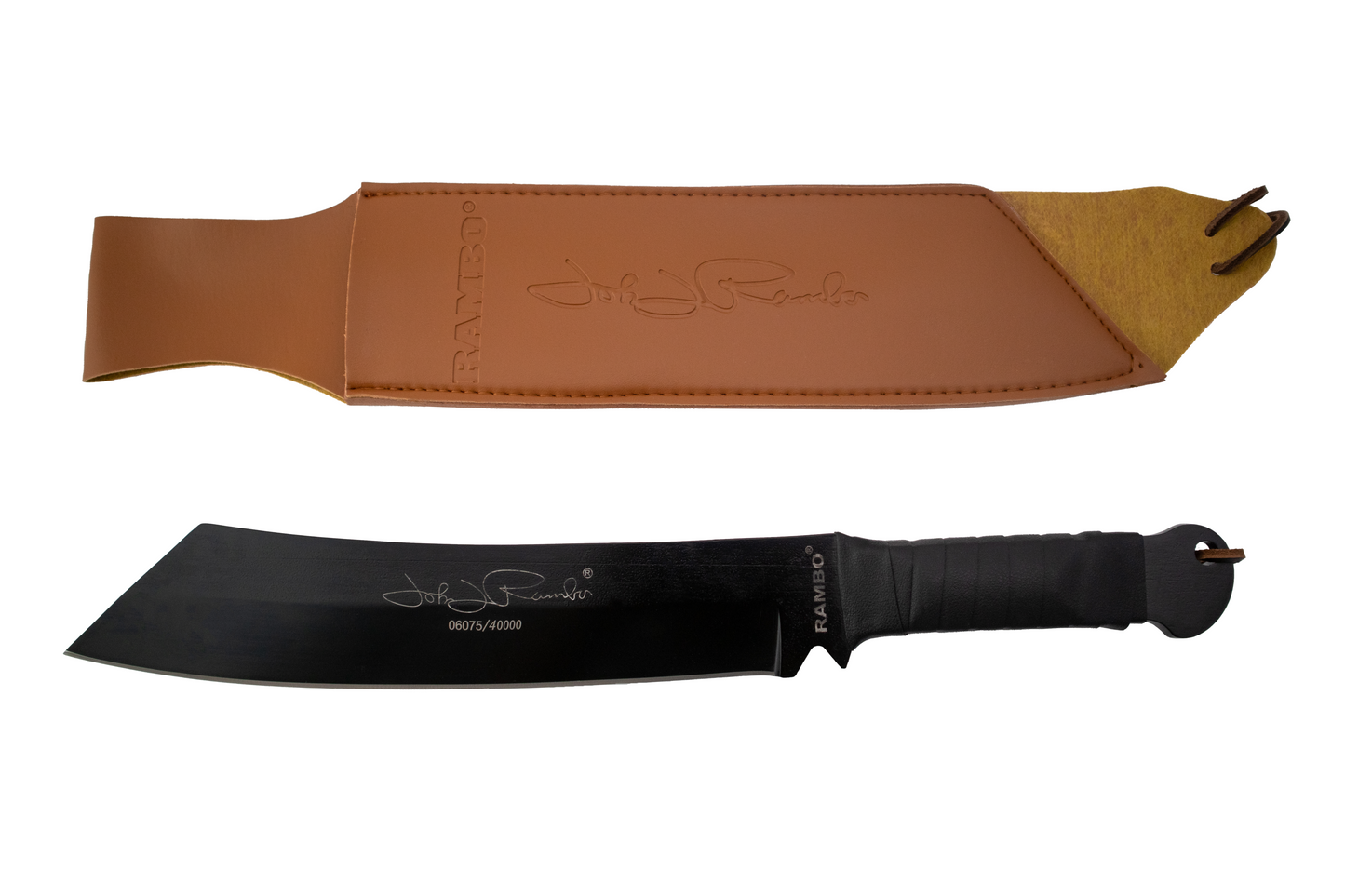 RAMBO PART IV MACHETE KNIFE SIGNATURE EDITION HUNTING KNIFE WITH LEATHER SHEATH