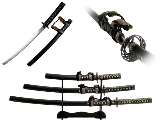 ANGEL OF DEATH JAPANESE SAMURAI TRIPLE SWORD SET