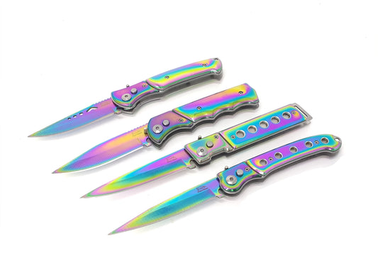 RAINBOW TITANIUM COATED FOLDING POCKET KNIFE