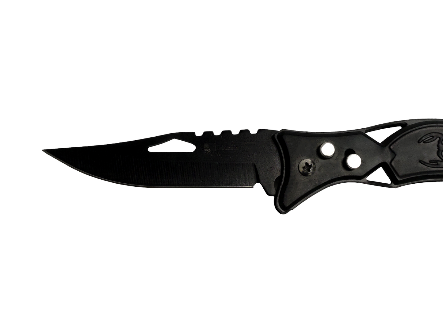 BLACK SCORPION ENGRAVED FOLDING KNIFE WITH SAFETY LOCK