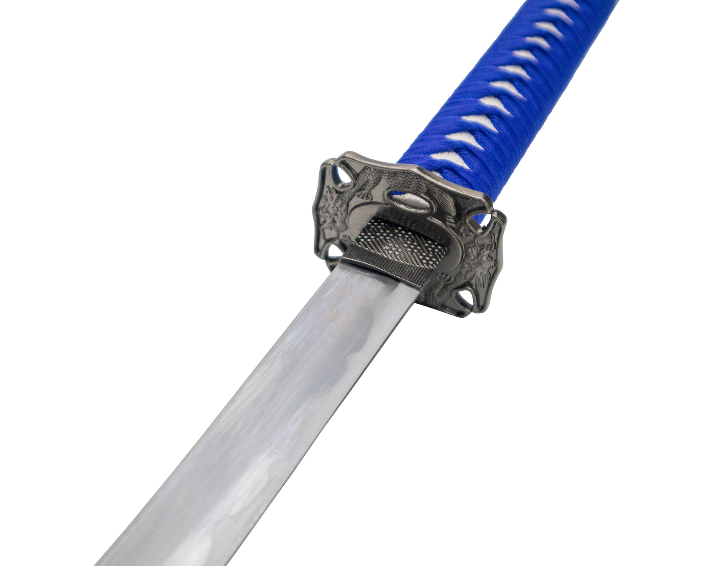BLUE ENGRAVED DRAGON JAPANESE SAMURAI TRIPLE SWORD SET