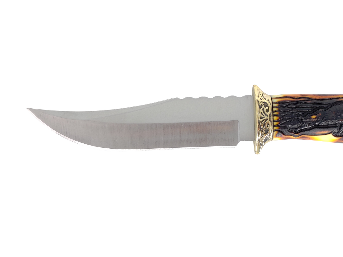 CROCODILE ENGRAVED FIXED BLADE HUNTING KNIFE WITH NYLON SHEATH