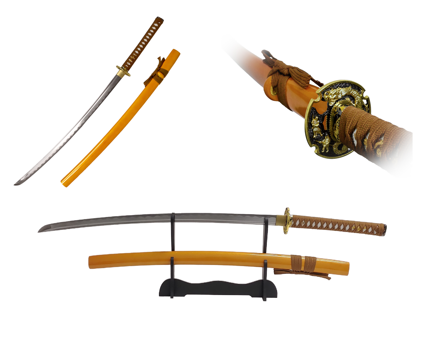 GOLD DRAGON KATANA FULL TANG JAPANESE CARBON STEEL SAMURAI SWORD
