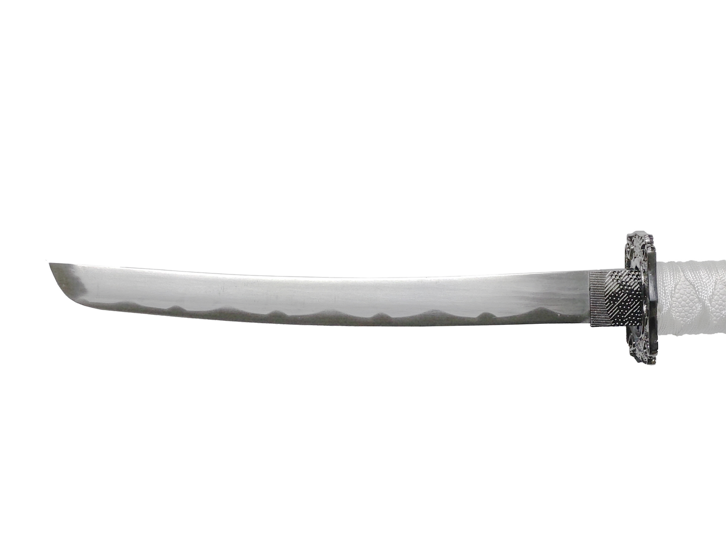 WHITE ENGRAVED DRAGON JAPANESE SAMURAI TRIPLE SWORD SET