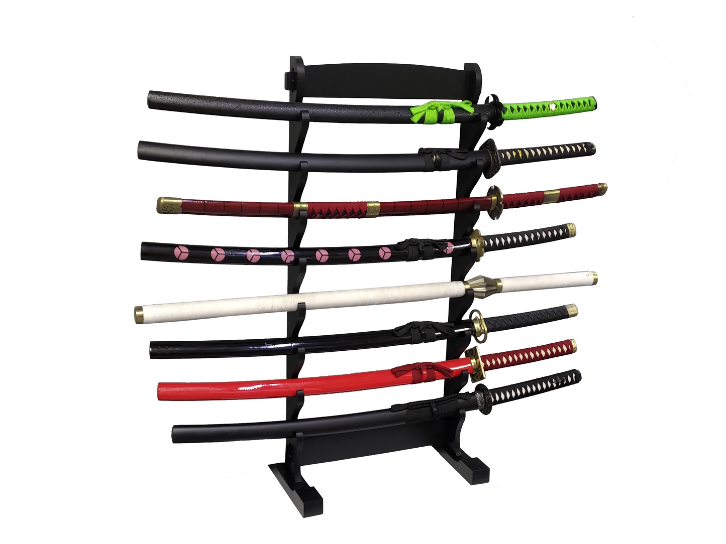 BLACK WOOD SET OF 8 SWORD DISPLAY STAND FOR SAMURAI & KATANA SWORDS