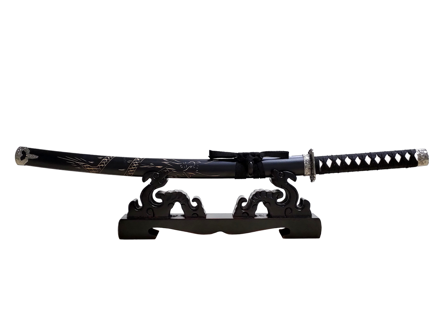 BLACK DRAGON PREMIUM SINGLE SWORD DISPLAY STAND FOR SAMURAI & KATANA SWORDS