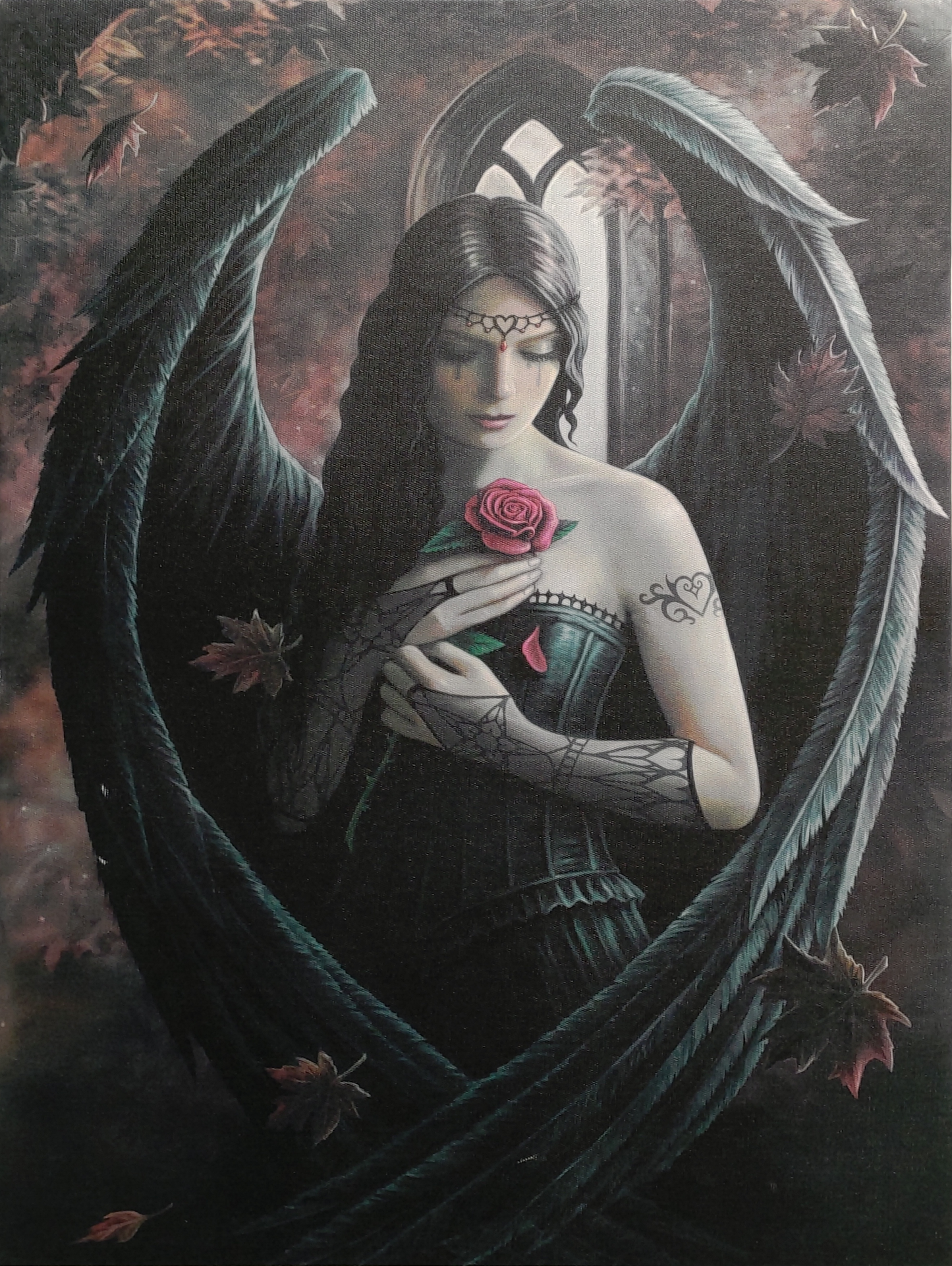 ANNE STOKES GOTHIC ROSE ANGEL ROSE FAIRY CANVAS PRINT