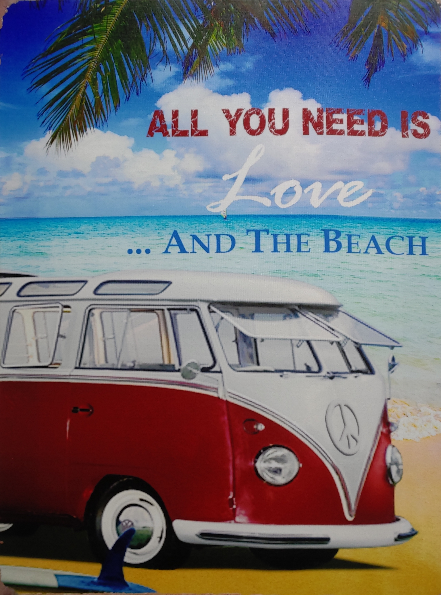 VW KOMBI - ALL YOU NEED IS LOVE...AND THE BEACH CANVAS PRINT