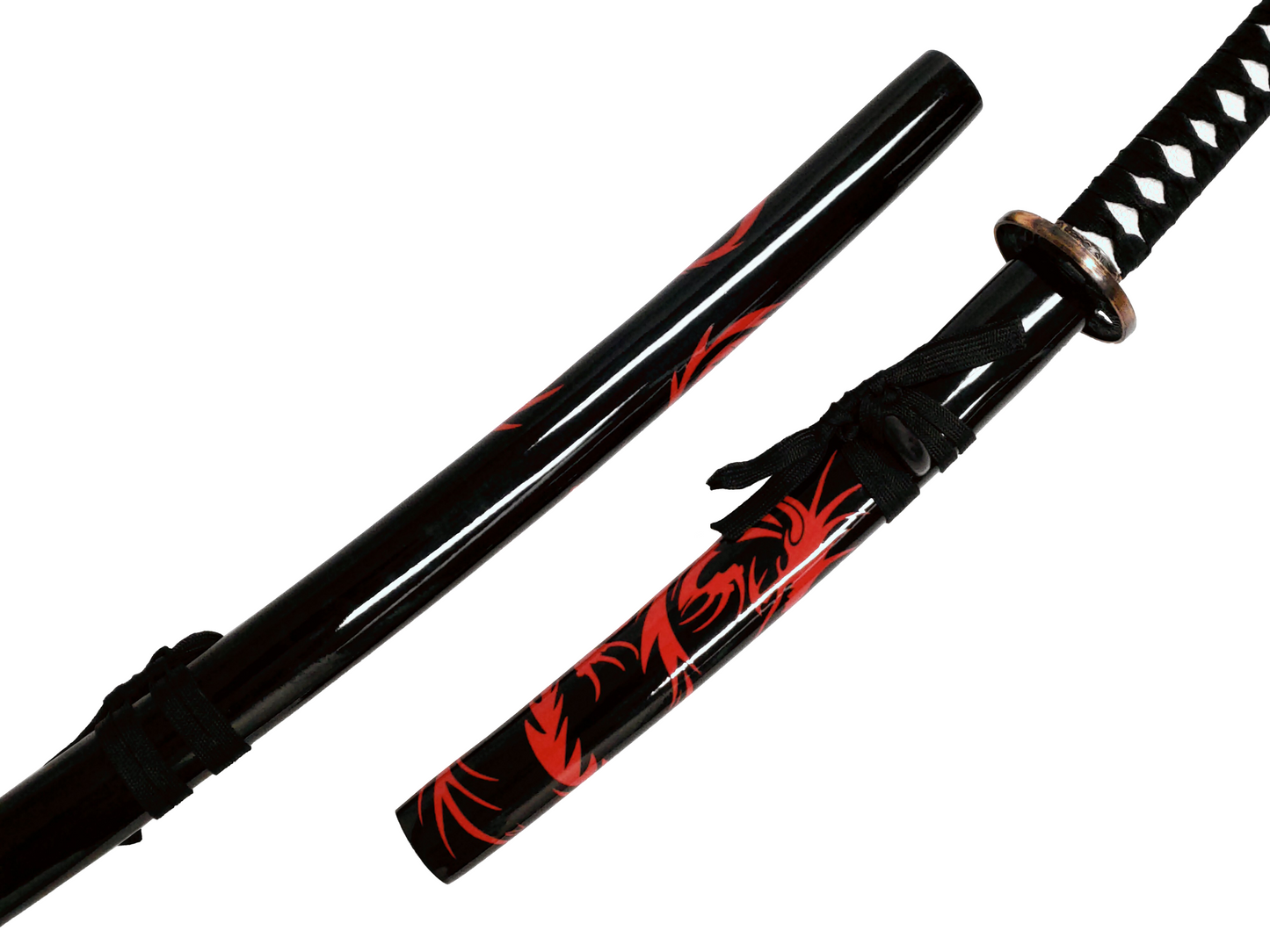 RED DRAGON JAPANESE SAMURAI TRIPLE SWORD SET